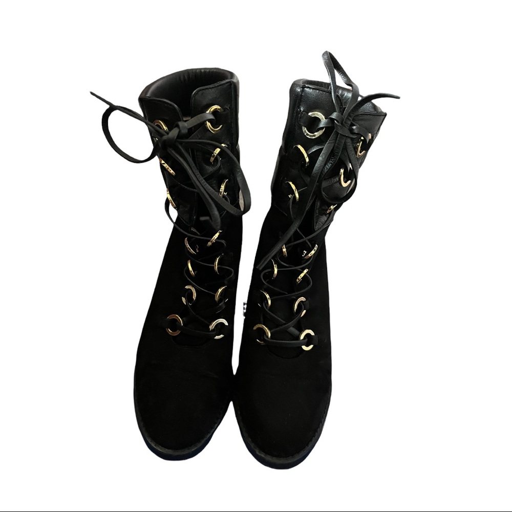 Black Suede Stuart Weitzman Boots Watson S7 - Picture 2 of 8